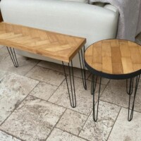 small tables with hairpin legs