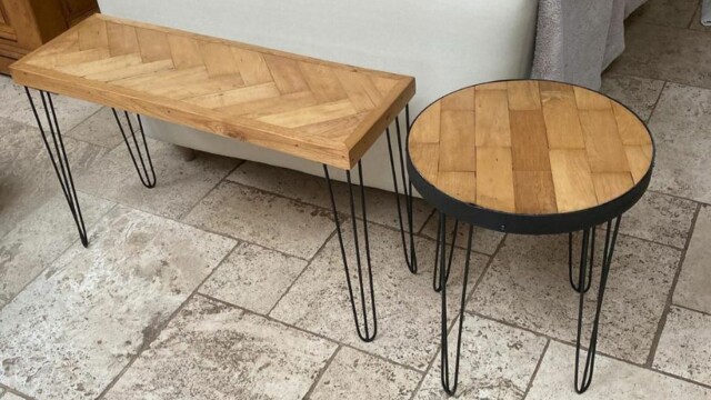 small tables with hairpin legs
