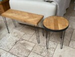 small tables with hairpin legs